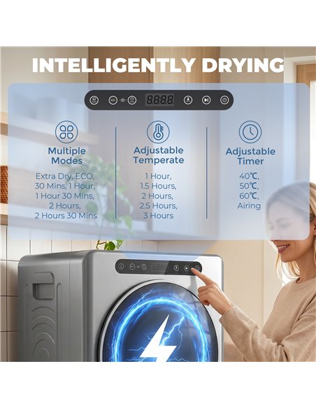 HOMCOM 5 kg Compact 40-60℃  Tumble Dryer - Silver Tone - pic 203826 | FastDaddyshop