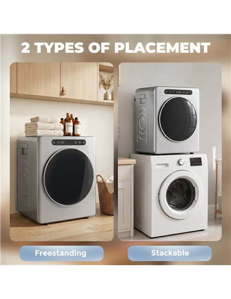 HOMCOM 5 kg Compact 40-60℃  Tumble Dryer - Silver Tone - pic 203829 | FastDaddyshop