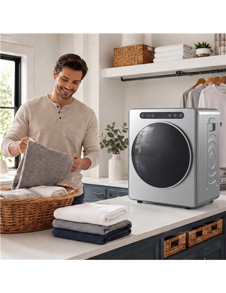 HOMCOM 5 kg Compact 40-60℃  Tumble Dryer - Silver Tone - pic 203830 | FastDaddyshop