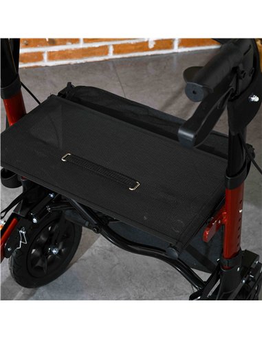 HOMCOM Lightweight Walking Frame Rollator Walker with Front Storage Bag and Adjustable Handle, Red