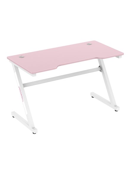 HOMCOM Z-Shaped Racing Style Gaming Desk with 2 Cable Managements, Pink - pic 20385 | FastDaddyshop