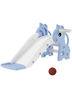 AIYAPLAY 3 in 1 Kids Slide with Climber, Basketball Hoop and Ball, Giraffe Shape Climber Slide for Indoor Kids Age 1-3, Blue