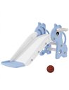 AIYAPLAY 3 in 1 Kids Slide with Climber, Basketball Hoop and Ball, Giraffe Shape Climber Slide for Indoor Kids Age 1-3, Blue