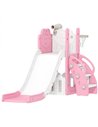 AIYAPLAY 5 in 1 Kids Slide Set with Basketball Hoop, Climbing Frame, Telescope, Storage Box for Toddlers Ages 1-3, Pink
