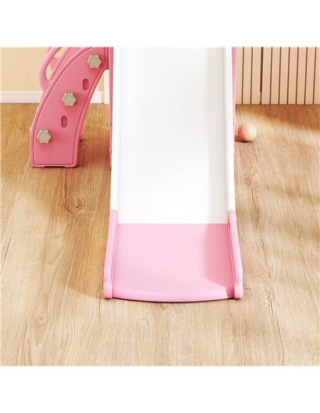 AIYAPLAY 5 in 1 Kids Slide Set with Basketball Hoop, Climbing Frame, Telescope, Storage Box for Toddlers Ages 1-3, Pink - pic 203885 | FastDaddyshop