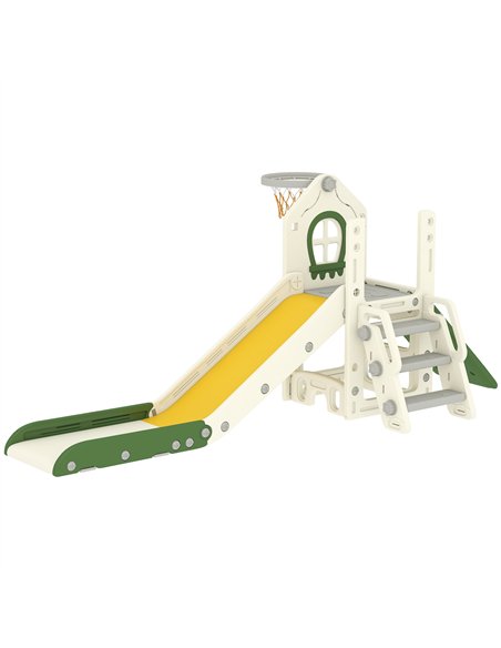 AIYAPLAY Foldable 4 in 1 Toddler Slide with Climber, Basketball Hoop, Storage Space and Basketball for Ages 1-3 Years, Cream - pic 203886 | FastDaddyshop