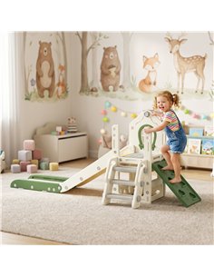 AIYAPLAY Foldable 4 in 1 Toddler Slide with Climber, Basketball Hoop, Storage Space and Basketball for Ages 1-3 Years, Cream 2
