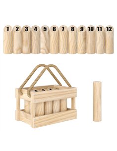 SPORTNOW Molkky Game, Wooden Skittles Throwing Game with 12 Skittles, 1 Throwing Pin and Carrying Box, Outdoor Games for Adults,
