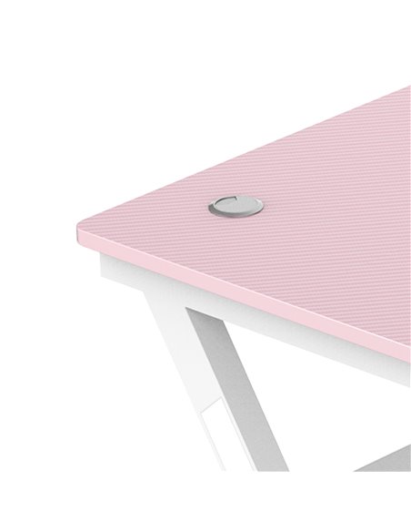 HOMCOM Z-Shaped Racing Style Gaming Desk with 2 Cable Managements, Pink - pic 20390 | FastDaddyshop