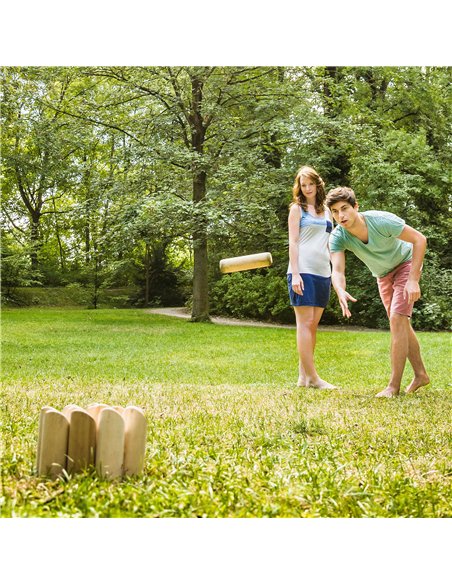 SPORTNOW Molkky Game, Wooden Skittles Throwing Game with 12 Skittles, 1 Throwing Pin and Carrying Box, Outdoor Games for Adults, - pic 203901 | FastDaddyshop