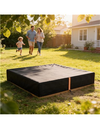 AIYAPLAY Sandbox Cover, Square Sandpit Cover Waterproof Dustproof UV Protection, Sandbox Canopy with Drawstring and Elastic Band