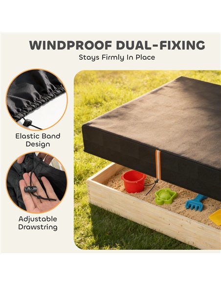 AIYAPLAY Sandbox Cover, Square Sandpit Cover Waterproof Dustproof UV Protection, Sandbox Canopy with Drawstring and Elastic Band - pic 203908 | FastDaddyshop