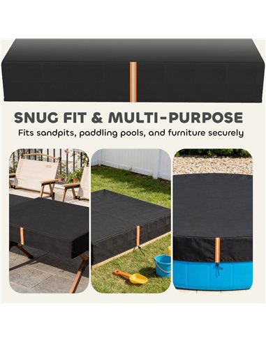 AIYAPLAY Sandbox Cover, Square Sandpit Cover Waterproof Dustproof UV Protection, Sandbox Canopy with Drawstring and Elastic Band