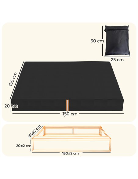 AIYAPLAY Sandbox Cover, Square Sandpit Cover Waterproof Dustproof UV Protection, Sandbox Canopy with Drawstring and Elastic Band - pic 203915 | FastDaddyshop