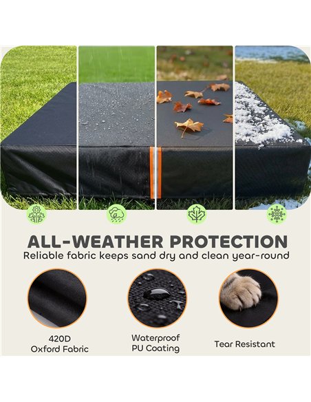 AIYAPLAY Sandbox Cover, Square Sandpit Cover Waterproof Dustproof UV Protection, Sandbox Canopy with Drawstring and Elastic Band - pic 203916 | FastDaddyshop