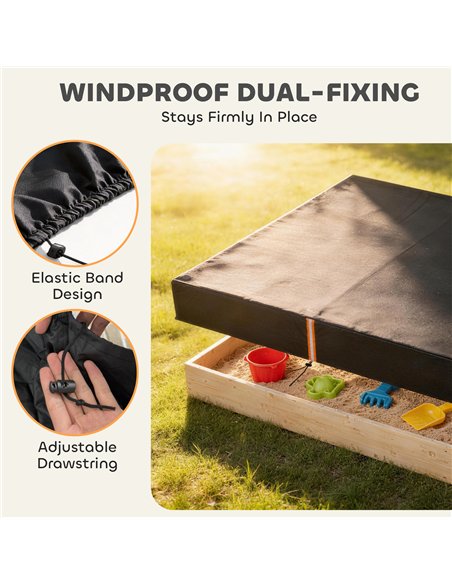 AIYAPLAY Sandbox Cover, Square Sandpit Cover Waterproof Dustproof UV Protection, Sandbox Canopy with Drawstring and Elastic Band - pic 203917 | FastDaddyshop