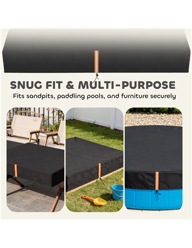 AIYAPLAY Sandbox Cover, Square Sandpit Cover Waterproof Dustproof UV Protection, Sandbox Canopy with Drawstring and Elastic Band