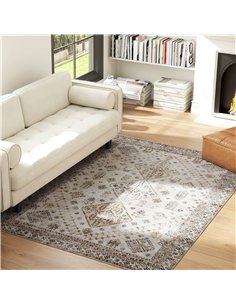 HOMCOM Vintage Area Rug, Non-Slip Washable Rug, Flannel Floor Carpet for Living Room, Bedroom, Dining Room, Home Office, 230 x 1 2