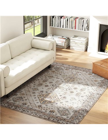 HOMCOM Vintage Area Rug, Non-Slip Washable Rug, Flannel Floor Carpet for Living Room, Bedroom, Dining Room, Home Office, 230 x 1