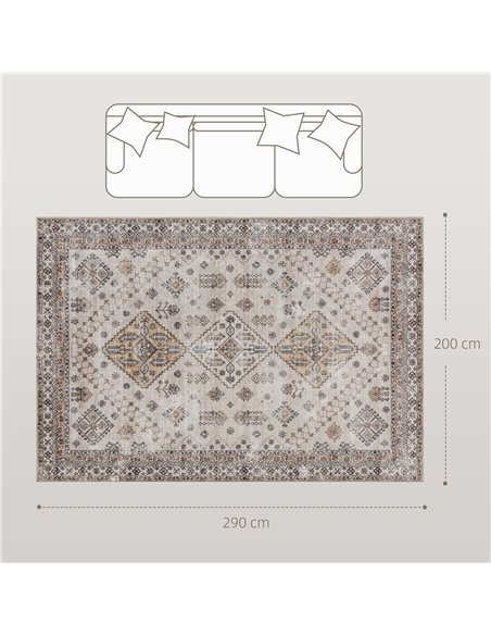 HOMCOM Vintage Area Rug, Non-Slip Washable Rug, Flannel Floor Carpet for Living Room, Bedroom, Dining Room, Home Office, 290 x 2 - pic 203933 | FastDaddyshop