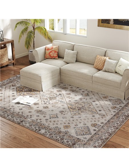 HOMCOM Vintage Area Rug, Non-Slip Washable Rug, Flannel Floor Carpet for Living Room, Bedroom, Dining Room, Home Office, 290 x 2 - pic 203937 | FastDaddyshop