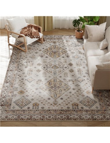 HOMCOM Vintage Area Rug, Non-Slip Washable Rug, Flannel Floor Carpet for Living Room, Bedroom, Dining Room, Home Office, 290 x 2