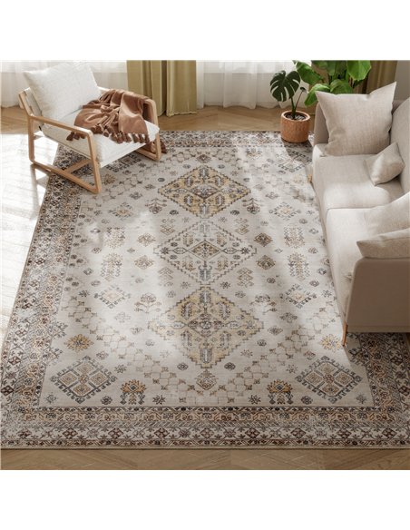 HOMCOM Vintage Area Rug, Non-Slip Washable Rug, Flannel Floor Carpet for Living Room, Bedroom, Dining Room, Home Office, 290 x 2 - pic 203939 | FastDaddyshop