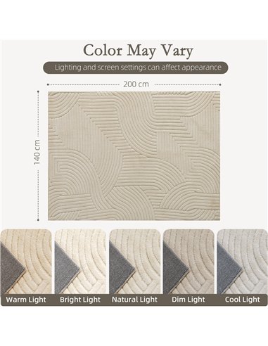 HOMCOM Modern Geometric Rug, Thick Plush, Non-Slip, 200 x 140 cm, Cream, Living Room, Bedroom, Office