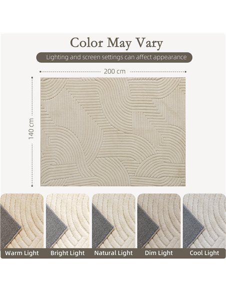 HOMCOM Modern Geometric Rug, Thick Plush, Non-Slip, 200 x 140 cm, Cream, Living Room, Bedroom, Office - pic 203942 | FastDaddyshop
