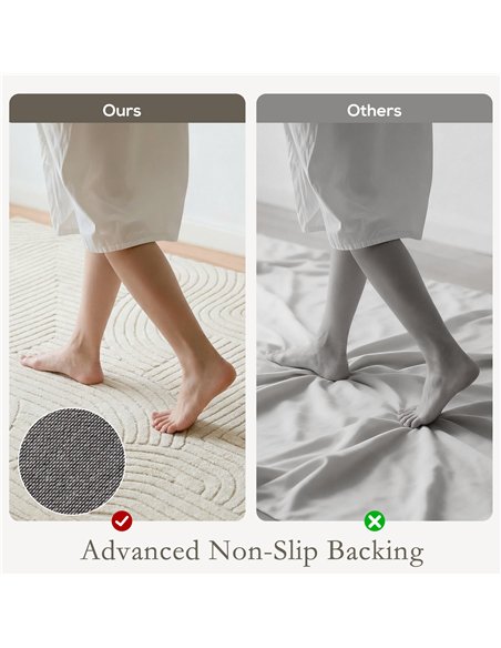 HOMCOM Modern Geometric Rug, Thick Plush, Non-Slip, 200 x 140 cm, Cream, Living Room, Bedroom, Office - pic 203944 | FastDaddyshop