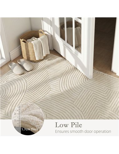 HOMCOM Modern Geometric Rug, Thick Plush, Non-Slip, 200 x 140 cm, Cream, Living Room, Bedroom, Office