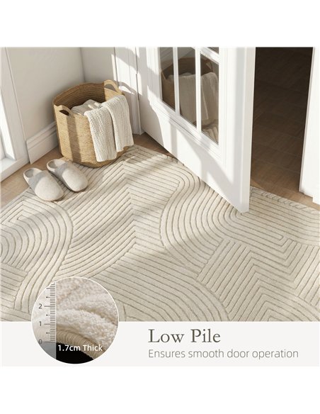 HOMCOM Modern Geometric Rug, Thick Plush, Non-Slip, 200 x 140 cm, Cream, Living Room, Bedroom, Office - pic 203945 | FastDaddyshop