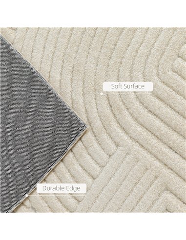 HOMCOM Modern Geometric Rug, Thick Plush, Non-Slip, 200 x 140 cm, Cream, Living Room, Bedroom, Office
