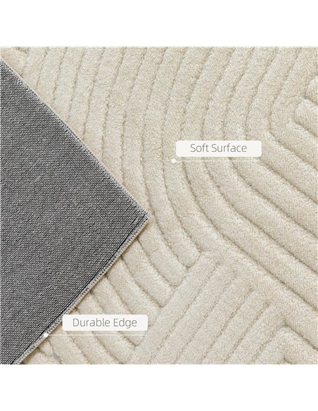 HOMCOM Modern Geometric Rug, Thick Plush, Non-Slip, 200 x 140 cm, Cream, Living Room, Bedroom, Office - pic 203946 | FastDaddyshop