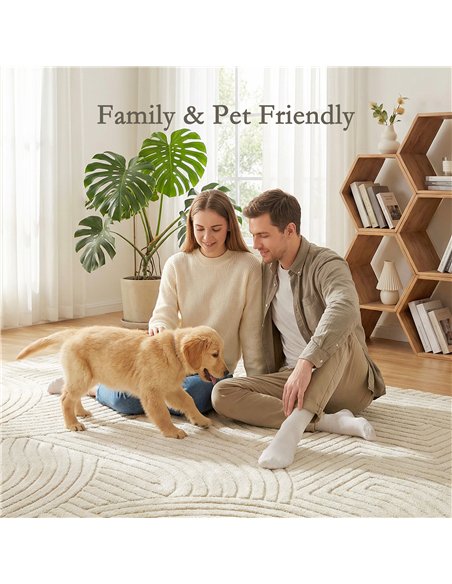 HOMCOM Modern Geometric Rug, Thick Plush, Non-Slip, 200 x 140 cm, Cream, Living Room, Bedroom, Office - pic 203947 | FastDaddyshop