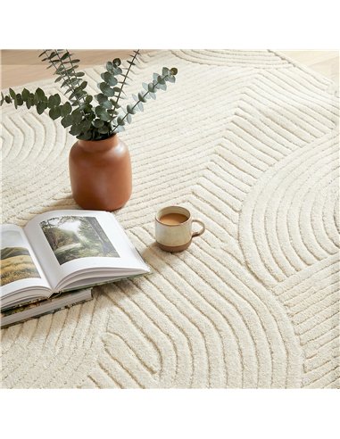 HOMCOM Modern Geometric Rug, Thick Plush, Non-Slip, 200 x 140 cm, Cream, Living Room, Bedroom, Office