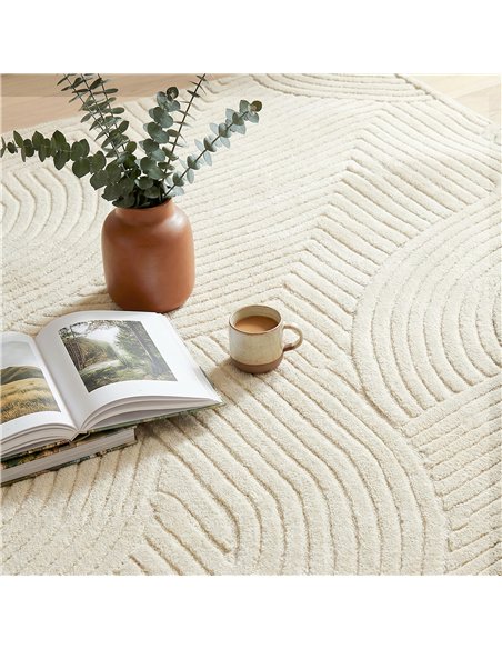 HOMCOM Modern Geometric Rug, Thick Plush, Non-Slip, 200 x 140 cm, Cream, Living Room, Bedroom, Office - pic 203948 | FastDaddyshop