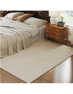 HOMCOM Modern Geometric Rug, Thick & Plush, Non-Slip, 230 x 160 cm, Cream, Living Room, Bedroom, Office 2