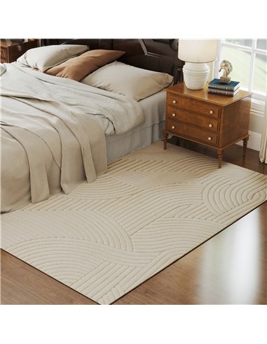 HOMCOM Modern Geometric Rug, Thick & Plush, Non-Slip, 230 x 160 cm, Cream, Living Room, Bedroom, Office