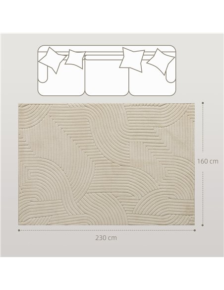 HOMCOM Modern Geometric Rug, Thick & Plush, Non-Slip, 230 x 160 cm, Cream, Living Room, Bedroom, Office - pic 203951 | FastDaddyshop