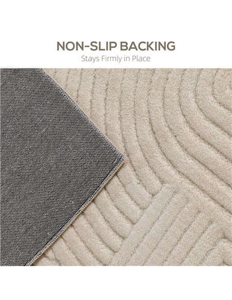 HOMCOM Modern Geometric Rug, Thick & Plush, Non-Slip, 230 x 160 cm, Cream, Living Room, Bedroom, Office - pic 203953 | FastDaddyshop
