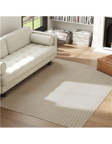 HOMCOM Modern Geometric Rug, Thick & Plush, Non-Slip, 230 x 160 cm, Cream, Living Room, Bedroom, Office