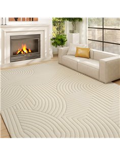 HOMCOM Modern Geometric Rug, Thick Plush, Non-Slip, 160 x 120 cm, Cream, Living Room, Bedroom, Office 2