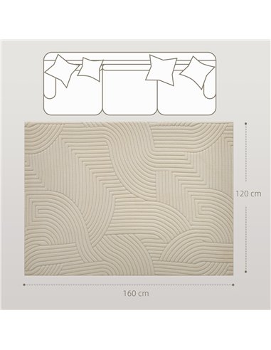 HOMCOM Modern Geometric Rug, Thick Plush, Non-Slip, 160 x 120 cm, Cream, Living Room, Bedroom, Office
