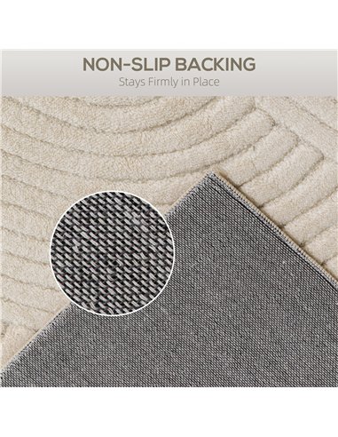 HOMCOM Modern Geometric Rug, Thick Plush, Non-Slip, 160 x 120 cm, Cream, Living Room, Bedroom, Office