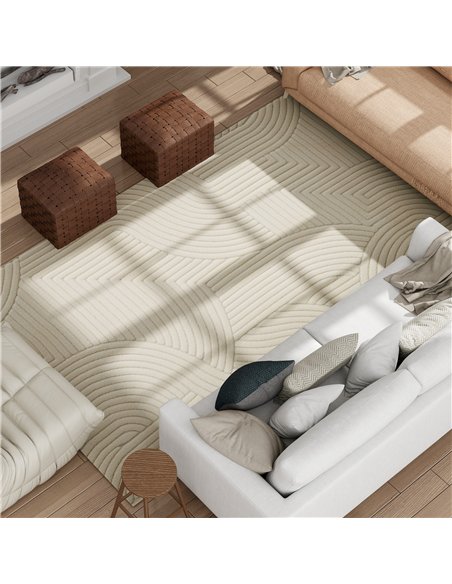 HOMCOM Modern Geometric Rug, Thick Plush, Non-Slip, 160 x 120 cm, Cream, Living Room, Bedroom, Office - pic 203964 | FastDaddyshop