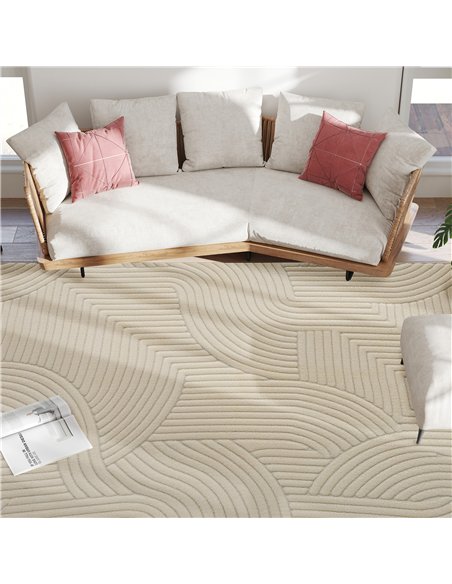 HOMCOM Modern Geometric Rug, Thick Plush, Non-Slip, 160 x 120 cm, Cream, Living Room, Bedroom, Office - pic 203965 | FastDaddyshop