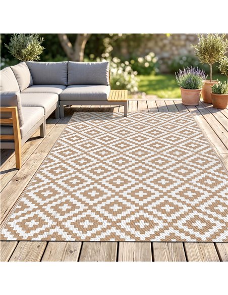 Outsunny Reversible Outdoor RV Rug, Patio Floor Mat, 274 x 182 cm Plastic Straw Rug for Garden, terrace, Beach, Camping, Coffee  - pic 203968 | FastDaddyshop