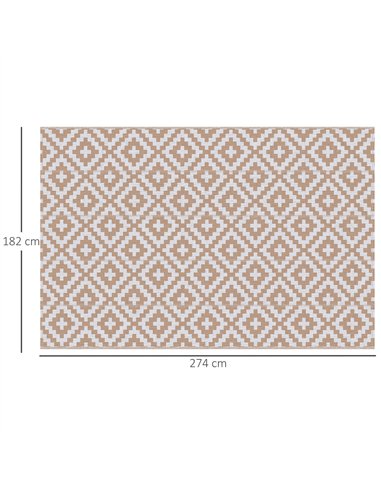 Outsunny Reversible Outdoor RV Rug, Patio Floor Mat, 274 x 182 cm Plastic Straw Rug for Garden, terrace, Beach, Camping, Coffee 