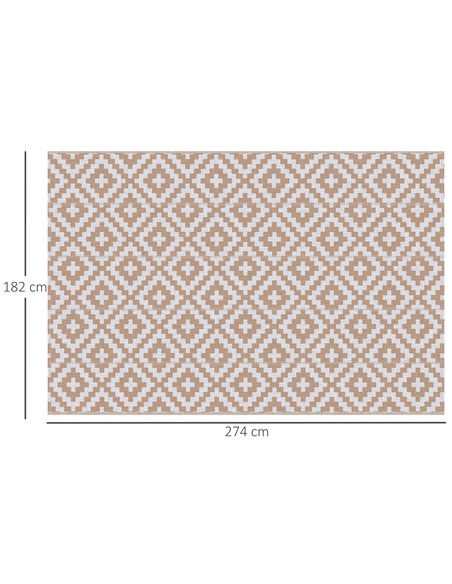 Outsunny Reversible Outdoor RV Rug, Patio Floor Mat, 274 x 182 cm Plastic Straw Rug for Garden, terrace, Beach, Camping, Coffee  - pic 203969 | FastDaddyshop